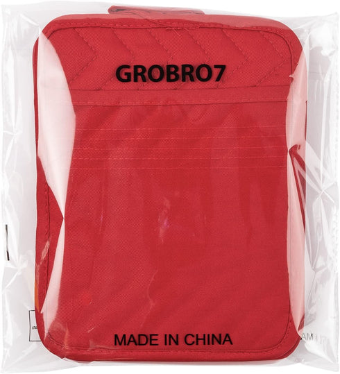 GROBRO7 5 Pack Pocket Pot Holders, Cotton Heat Resistant Potholders, Machine Washable Oven Mitts, Red
