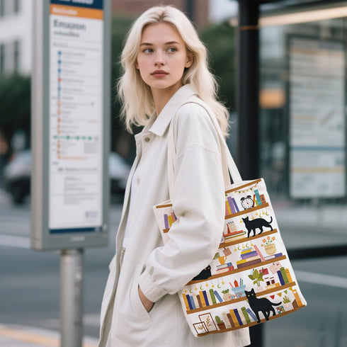 Aesthetic Canvas Tote Bag for Women - with Magnetic Snap Closure & Zipper Inner Pocket Reusable Bag for Shopping