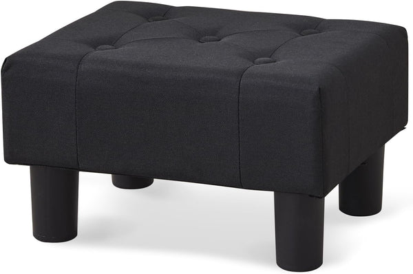 BRIAN & DANY Small Foot Stool, Linen Foot Stools with Legs, Stable
