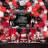 JOYMEMO Red Black and Silver Party Decorations, Women's Birthday Supplies with Balloon Garland and Backdrop