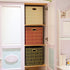 Posprica Storage Bins, 13×13 Fabric Drawers Organizer Basket Boxes, 2pcs, Cream/Gold Geometry Pattern