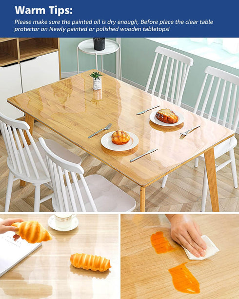 8X48 Inch 1.5mm Clear PVC Table Cover Thick Crystal Table Topper Protector Rectangular Vinyl Plastic Desk Pad