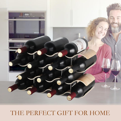 14 Countertop 4-Tier Bottles Wine Racks for Shelf, Wooden Wine Bottle Holder Stand, freestanding Wine Storage