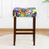 Set 4 18x14inch Waterproof Bar Stool Covers Rectangle of Boho Stretch Seat Cushion Covers for Backless Barstools