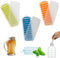 Water Bottle Silicone Ice Cube Tray by Lily's Home - 3-Piece Quick-Freeze Set Makes 30 Ice Cubes with Lids