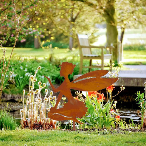 Zerodis Decorative Garden Stakes, Metal Art Fairy Silhouette Garden Stakes for Outdoor Decoration (C)