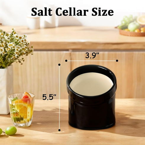 Counter Salt Pig, Dishwasher Safe Ceramic Salt Cellar Modern and Minimalist, Salt Pig Ceramic for Convenient Access