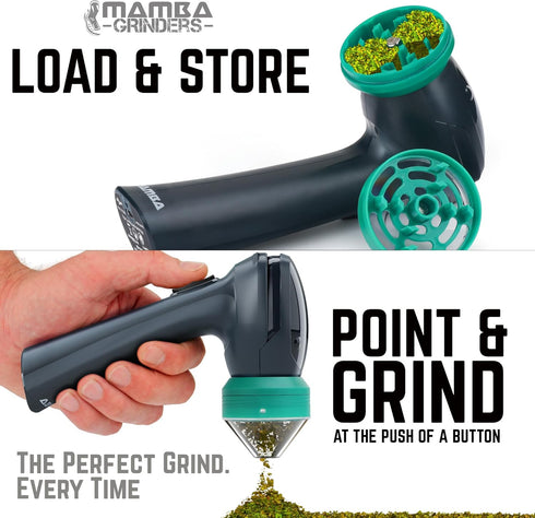 Mamba Lite Electric Portable Herb Grinder, 1g Gray All-Plastic Head, USB Rechargeable for One-Handed Grinding