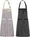 NLUS 2 Pack Kitchen Cooking Aprons, Adjustable Bib Soft Chef Apron with 3 Pockets for Men and Women (Umber/Black)