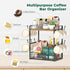 EsLuker.ly 2 Tier Coffee Bar Organizer, Multi-functional Countertop Shelf with 12 Hooks for Home Office