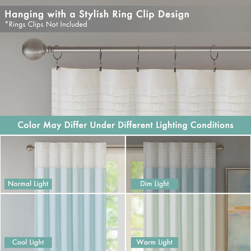 Madison Park Window Curtain Single Panel, Faux Silk, Rod Pocket, Room Darkening for Living Room, 50x84, Aqua