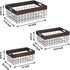 Set of 3 Metal Wire Baskets, Organizing Wood Top with Handles, Storage Organizer for Kitchen Cabinets, Pantry, Laundry