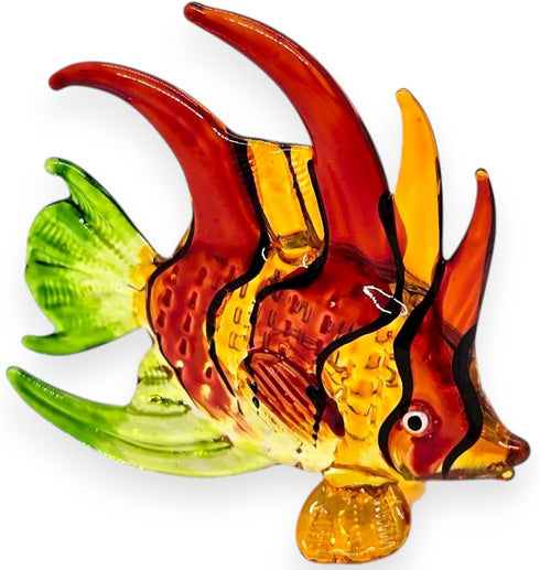 WitnyStore Tiny 3" Red Orange Green Lionfish Figurine - Miniature Hand Blown Glass Marine Animals Collectible Decor