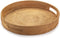 YANGQIHOME Rattan Round Serving Tray - Decorative Coffee Table Tray, Hand Woven Serving Basket with Handles