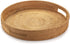 YANGQIHOME Rattan Round Serving Tray - Decorative Coffee Table Tray, Hand Woven Serving Basket with Handles