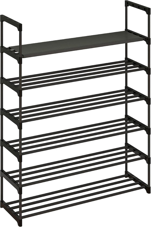 6-Tier 30 Calmootey Shoe Rack, Tall Large Capacity Pairs Shoes Storage Organizer, Stackable Wide Shoe Shelf