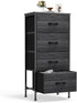 Sweetcrispy Nightstand Small Bedroom Dresser with 4 Fabric Drawers,Bed Side Furniture End