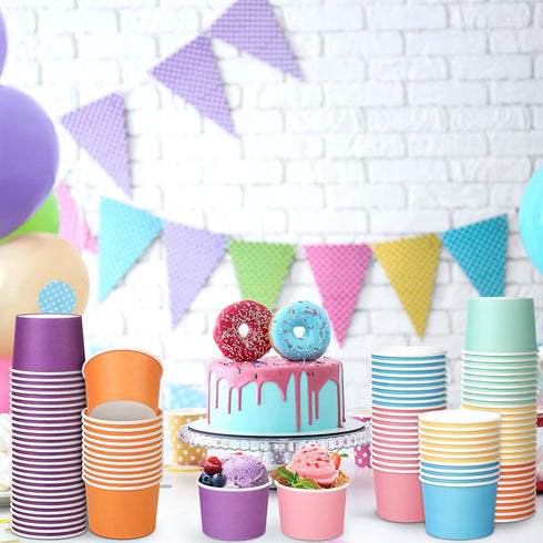 300 8 oz 6 Summer Frozen Aodaer Pieces Paper Ice Cream Cups Disposable Dessert Bowls Colors Ice Cream Containers Hot