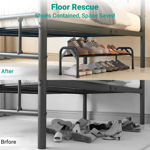 1-Tier Closet YEASHEIN Expandable Shoe Rack for Floor, -Frame Metal Small Shoe Rack for Entryway, Adjustable Shoe Shelf