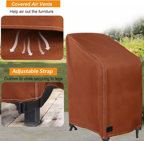 2 Pack 4-6 28 35 45 inch, NettyPro Stackable Chair Covers Waterproof Outdoor Stack Chairs Cover Patio Furniture