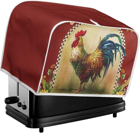 Sunflower Rooster Toaster Cover - 2 Slice Chicken Print Dust Cover for Toasters, Microwave, Bread Maker