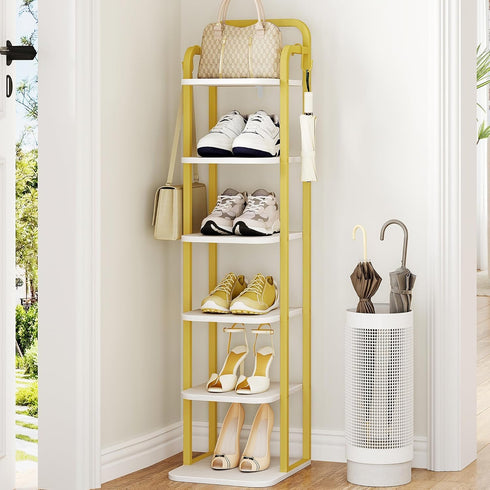 Hzuaneri 6 Tiers Vertical Shoe Rack, Narrow Shoe Tower, Tall Shoes Shelf