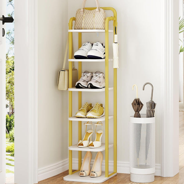 Hzuaneri 6 Tiers Vertical Shoe Rack, Narrow Shoe Tower, Tall Shoes Shelf