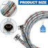 Washing Machine Hoses,Stainless Steel Washing Machine Hose 4ft -2 Packs Braided Premium Washer Hoses Supply Lines-washer hoses 6ft Hot and Cold Striped Water Connection