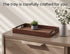 Handles,15x10in Fibogollo Walnut Wood Serving Tray with Metal Ottoman Decorative Trays Platter for Coffee Table,Living