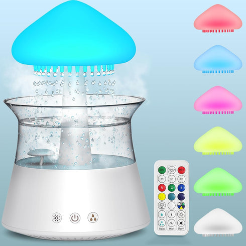 Diffuserlove Cloud Humidifier Rain Water Drip Diffuser Humidifier with Remote Waterfall Lamp Mushroom Humidifier Rain