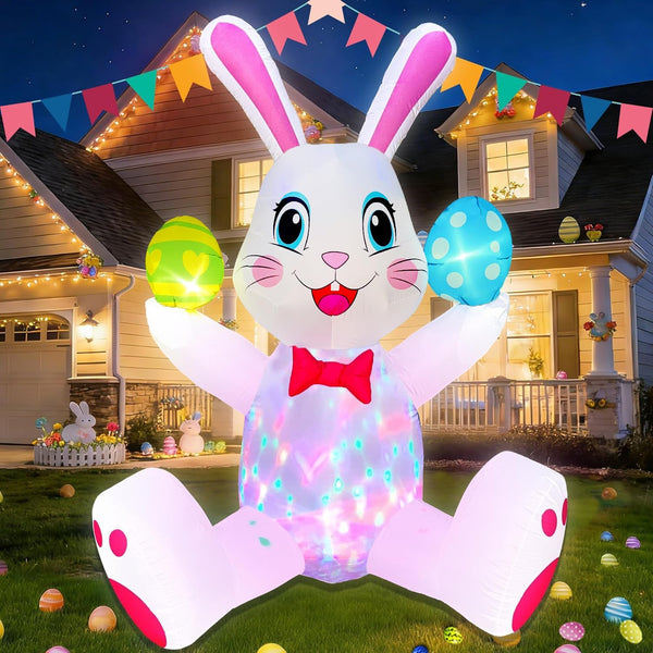BLOWOUT FUN Easter Inflatables Outdoor Decorations 6FT Inflatable Bunny with Egg Built-in