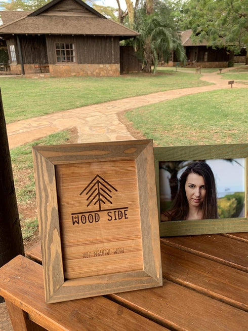 8x10 Set 2 Rustic Wooden Picture Frame - Walnut - of - Natural Eco Solid Wood and High Definition Real Glass for Wall
