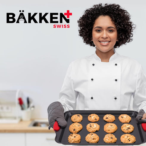 BAKKEN Nonstick Cookie Sheets for Baking, 3-Piece Stackable Carbon Steel Baking Sheet Set