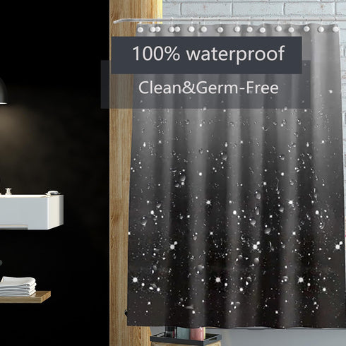72 x 72 Black Star Shower Curtain Liner, Plastic Waterproof Lightweight Shower Liner with Grommet Holes & 3 Magnetic