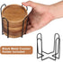6 Set Pcs Best Wooden Coasters with Holder Coffee Table Decor Acacia Wood Coaster Modern Cup Coaster for Drink Home