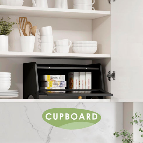 Countertop, JANSNIMEN Bread Box for Kitchen Large Bread Container Storage, Wooden Farmhouse Bread Box with Window Bread