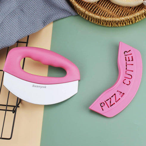 Premium Pizza Cutter Food Chopper, Super Sharp Stainless Steel Rocker Slicer with Protective Sheath, Dishwasher Safe