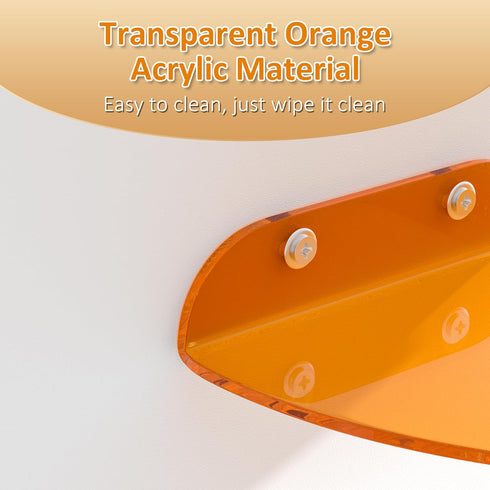 9.5x9.5 Inch Set 2, Sezanrpt Acrylic Corner Floating Shelf of Orange Corner Wall Shelf for Home Dcor, Speakers