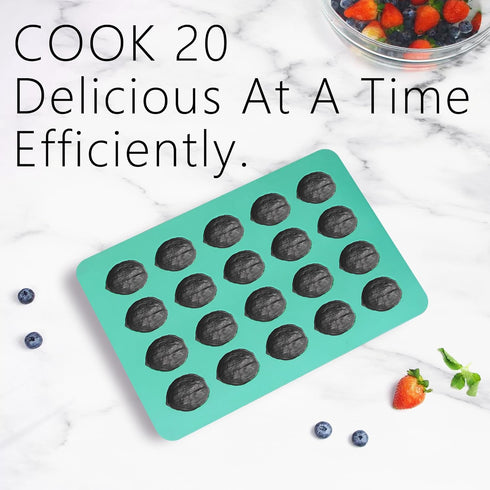 2Pack 20Cavity Zorazio Walnut Cookie Maker Silicone, Nonstick Oreshki Mold Maker for Baking, Walnut Silicone Mold