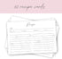 Recipe Cards 4x6 Set of 50 Floral Recipe Cards - Thick Pure White Cardstock for Bridal Showers and Weddings