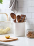 Ceramic Kitchen Utensil Holder, 7" Large Stable Crock, Cooking Organizer for Kitchen Counter, Dishwasher Safe, White