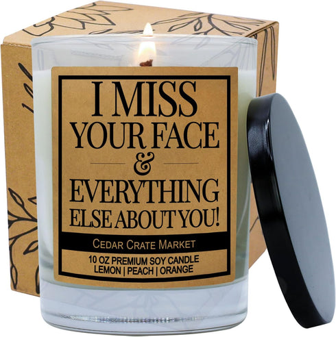 Cedar Crate Market I Miss You Gifts for Women, Men - Long Distance Friendship Gifts, Best Friend Candle, Unique