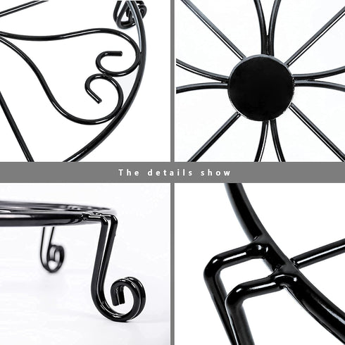 2 packs 12" 12Inches NSYOOMH Black Metal Plant Stands Heavy Duty Plants Holder Outdoor Indoor, Round Wrought Iron