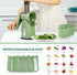 SUSTEAS Rotary Cheese Grater with Handle, Vegetable Shredder with 5 Blades & Strong Suction Base, Retro Green