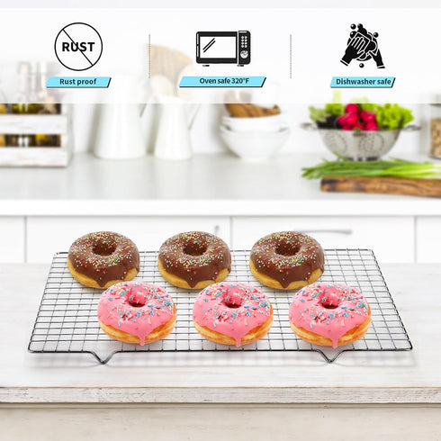 Tebery 2 Pack Heavy-Duty Wire Cooking Rack - Fits Half Sheet Pan, Nonstick Baking & Cooling Grid