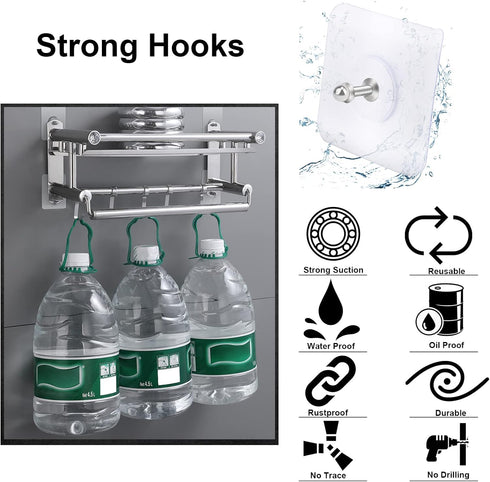 AIERSA 13 Pack Wall Hooks for Hanging, Screw Free Sticker for Mount Wall Shelf, Heavy Duty Reusable Adhesive Hooks