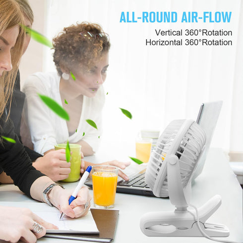 BESKAR Clip on Fan - 360° Rotation Quiet Stroller Fan with Strong Airflow, Portable Small Fan for Office, Bedroom