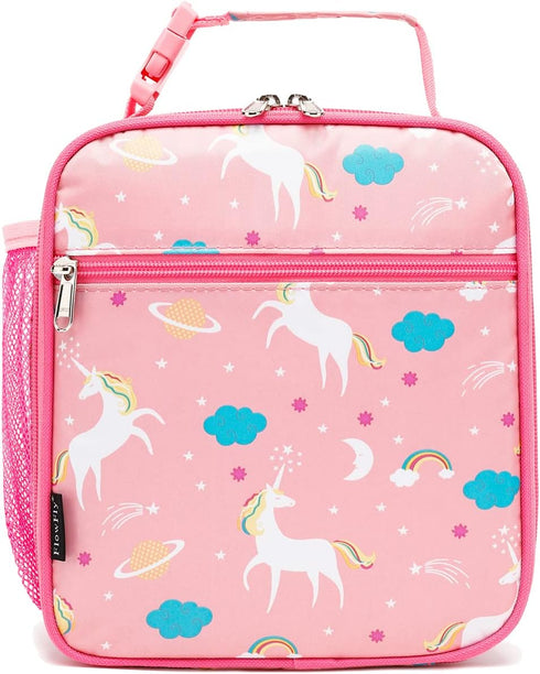 FlowFly Kids Lunch Box Insulated Soft Bag, Mini Cooler Thermal Meal Tote Kit for Girls, Boys, Unicorn