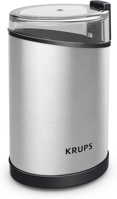 Krups Fast-Touch Coffee Grinder, 3oz Bean Hopper, One Touch Operation, 200 Watts, Espresso and Spice Grinder, Silver