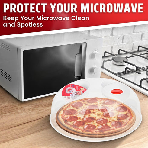 Flexzion 10 Inch Microwave Splatter Cover, BPA-Free, Adjustable Steam Vent, Dishwasher Safe